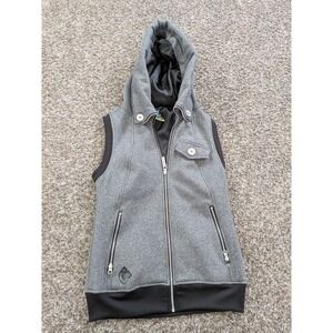 Burton Dry Ride Hooded Gray Full Zip Lined Vest Jacket Womens Medium Sleeveless